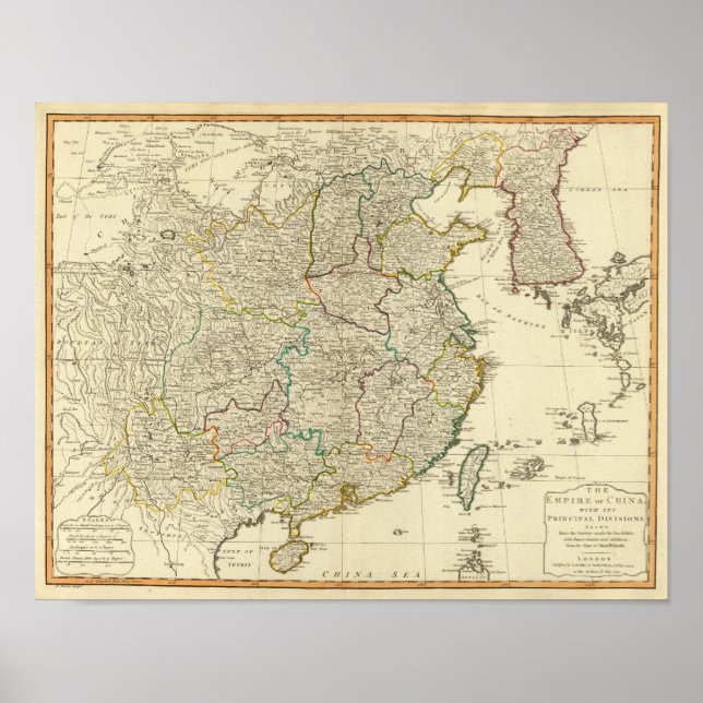 China, Korea atlas map Poster (Front)