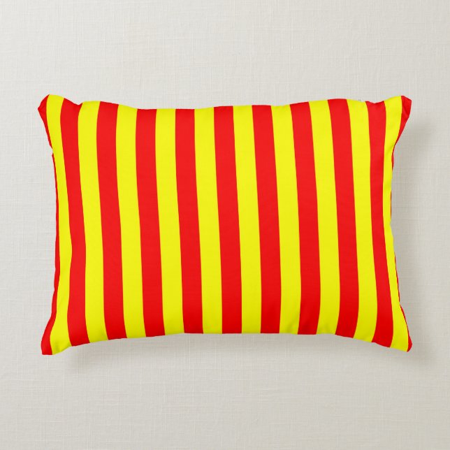 china kyrgyzstan spain flag stripes red yellow pat accent pillow (Front)