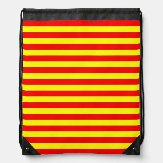 china kyrgyzstan spain flag stripes red yellow pat drawstring bag (Front)