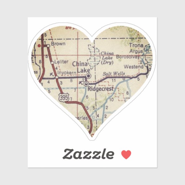 China Lake Vintage Map Sticker (Sheet)