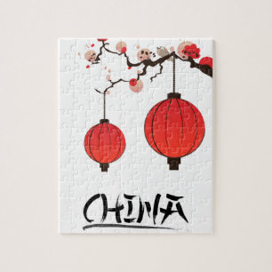 China Lanterns Travel poster print. Jigsaw Puzzle