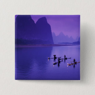China, Li River. Cormorant fishermen. Button