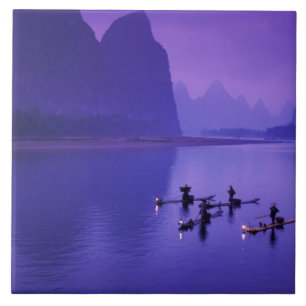 China, Li River. Cormorant fishermen. Ceramic Tile
