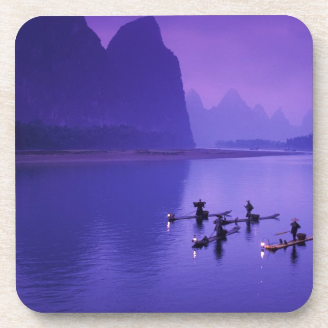 China, Li River. Cormorant fishermen. Drink Coaster (Front)