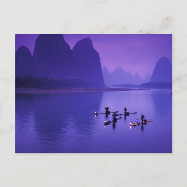 China, Li River. Cormorant fishermen. Postcard (Front)