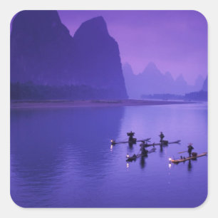 China, Li River. Cormorant fishermen. Square Sticker