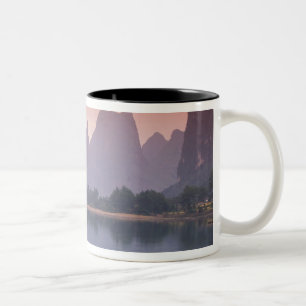 China, Li River. Single cormorant fisherman. Two-Tone Coffee Mug