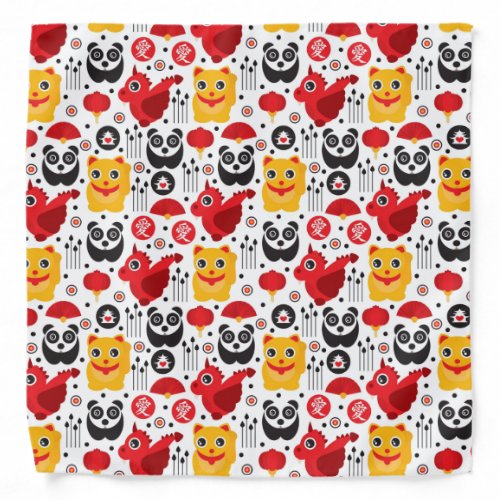 China lucky cat dragon and panda bandana