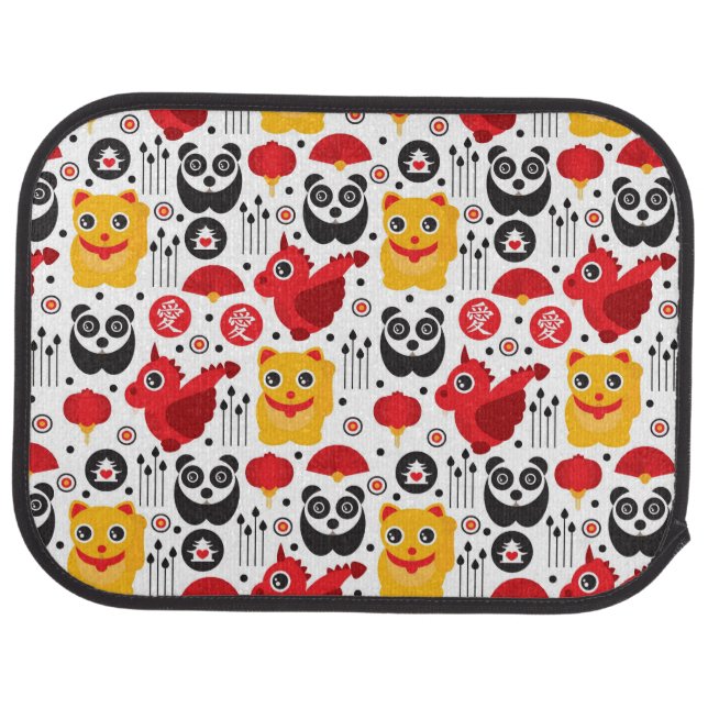 China lucky cat, dragon, and panda car mat (Rear)