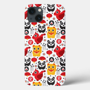 China lucky cat, dragon, and panda iPhone 13 case