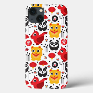 China lucky cat, dragon, and panda iPhone 13 case