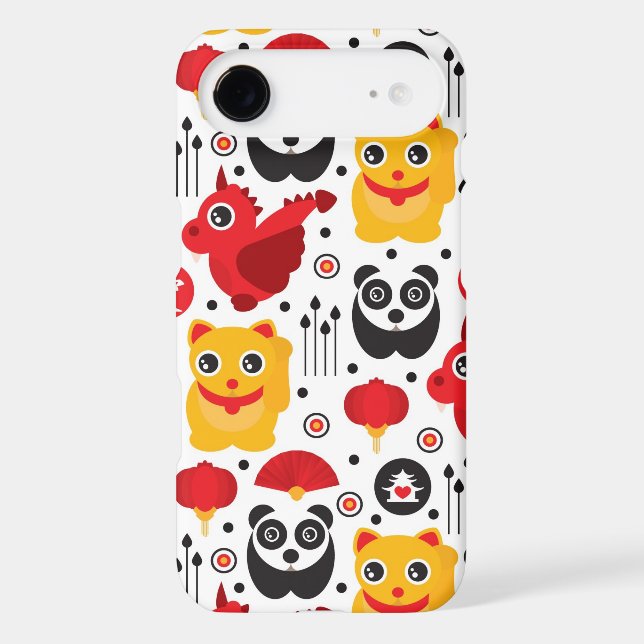China lucky cat, dragon, and panda Case-Mate iPhone case (Back)