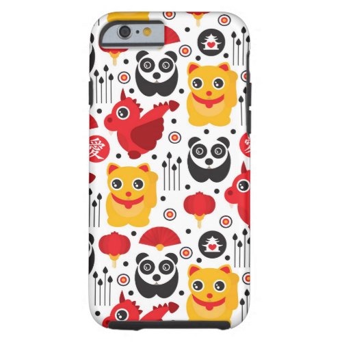 China lucky cat dragon and panda tough iPhone 6 case