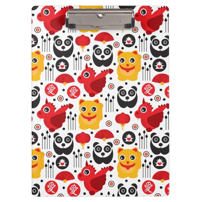 China lucky cat, dragon, and panda clipboard (Front)