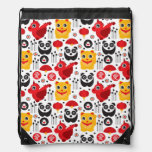 China lucky cat, dragon, and panda drawstring bag