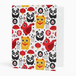 China lucky cat, dragon, and panda mini binder