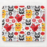 China lucky cat, dragon, and panda mouse pad
