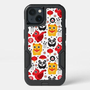 China lucky cat, dragon, and panda iPhone 13 case