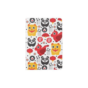 China lucky cat, dragon, and panda passport holder