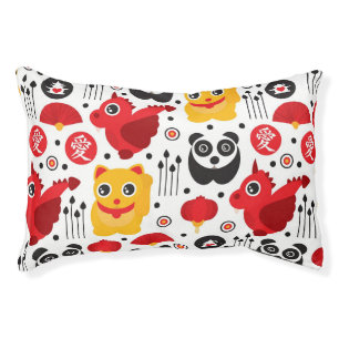 China lucky cat, dragon, and panda pet bed