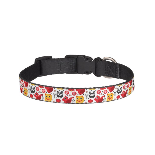 China lucky cat, dragon, and panda pet collar (Front)