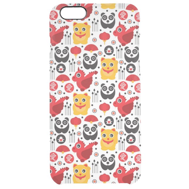 China lucky cat, dragon, and panda uncommon iPhone case (Back)