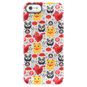 China lucky cat, dragon, and panda permafrost iPhone SE/5/5s case