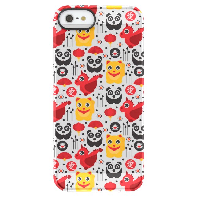 China lucky cat, dragon, and panda uncommon iPhone case (Back)