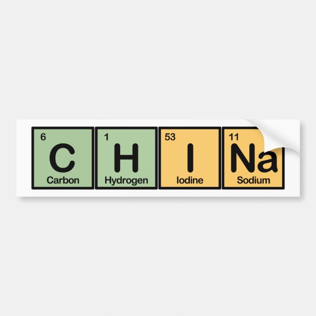 China made of Elements Bumper Sticker (Front)