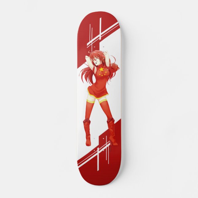 China Manga girl dressed in Flag - Chinese- Skateboard (Front)