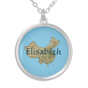 China Map + Name Necklace
