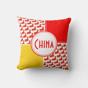 CHINA Map Patriotic Flag Throw Pillow