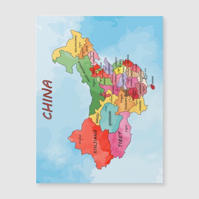 China Map watercolor artwork Magnetic Card (Front)