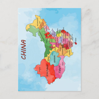 China Map watercolor artwork Postcard