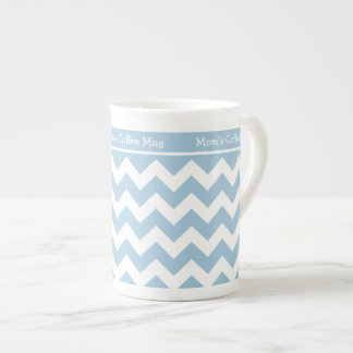 China Mug to Personalize, Blue and White Chevrons