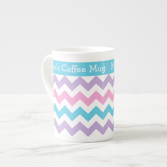 China Mug to Personalize, Multicolor Chevrons (Front Left)