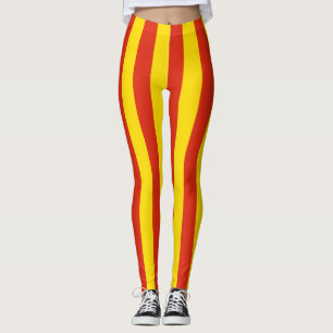 China National Flag Colors Vertical Striped Leggings
