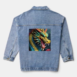 China NM-15: Chinese Dragon Portrait — Women's Denim Jacket