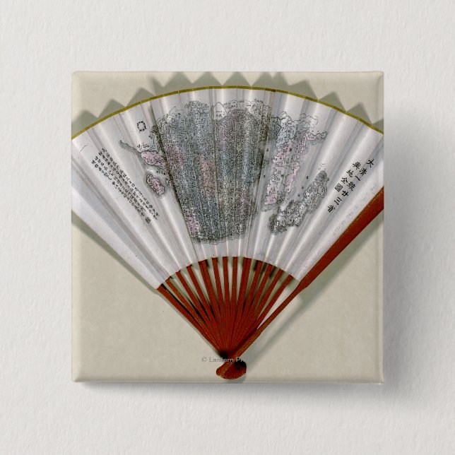 China on the Face of a FanPanoramic Map Button (Front)