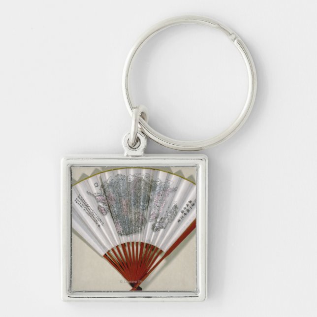 China on the Face of a FanPanoramic Map Keychain (Front)