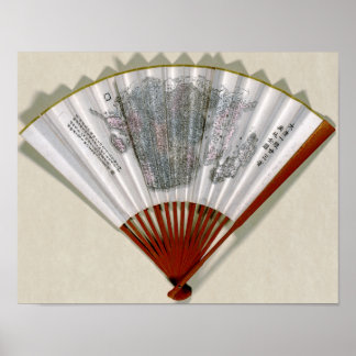 China on the Face of a FanPanoramic Map Poster