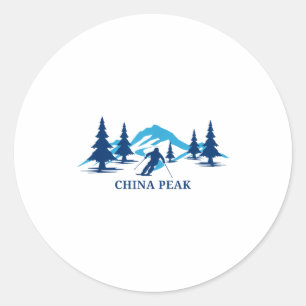 China peak california ski resort skiing skier  classic round sticker