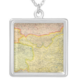 China political map silver plated necklace
