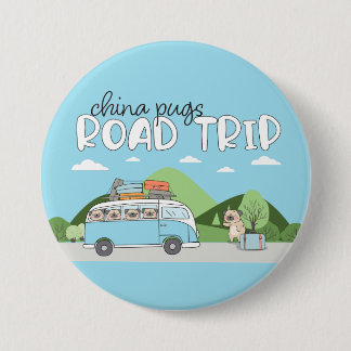 China Pugs Road Trip Button