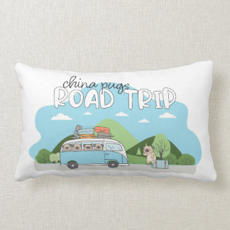 China Pugs Road Trip Lumbar Pillow