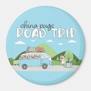 China Pugs Road Trip Magnet
