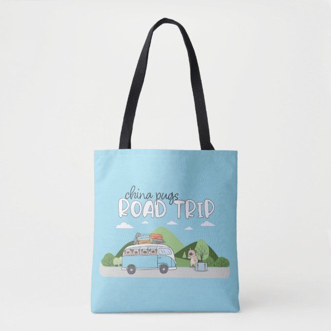 China Pugs Road Trip Tote Bag (Front)