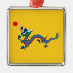 China Qing Dynasty Flag (Chinese Dragon) (Asian) Metal Ornament