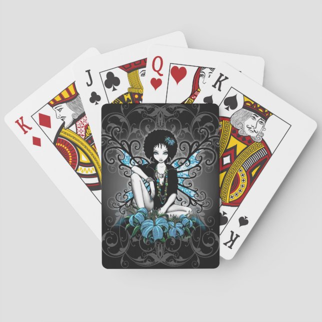 China Retro Afro Lily Flower Fairy Poker Cards (Back)