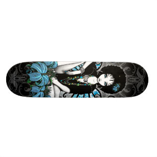 "China" Retro Lilly Yin Yang Fairy Art Skateboard